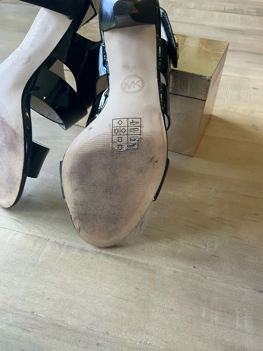 Michael Kors Womens Joselle Open Toe Pump Black Patent Size 8M